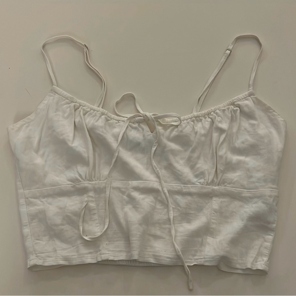 Brandy Melville White Smocked Top